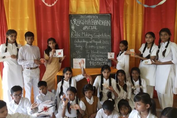 On the occasion of Raksha Bandhan, Mehndi and Rakhi making competition were organised in the school in which students participated enthusiastically.